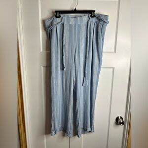 Torrid Blue High Waist Wide Leg Gauzy Pants Belted Pull On, Size 2X 5028